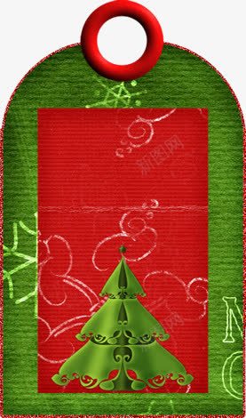 卡通圣诞树标签png免抠素材_新图网 https://ixintu.com 圣诞树标签 手绘标签 标签png图片 绿红色标签
