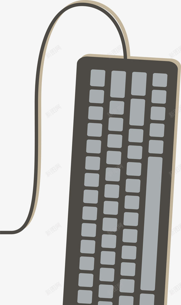 卡通黑色键盘图标png_新图网 https://ixintu.com 卡通键盘 灰色按钮 灰色按键 电脑键盘 黑色线条 黑色键盘