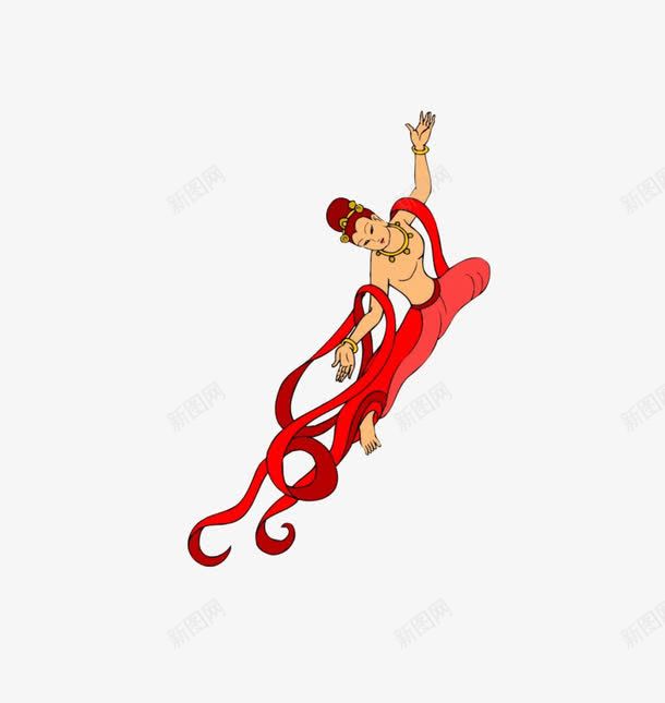 美丽的飞天女子png免抠素材_新图网 https://ixintu.com 一位 卡通 女子 手绘 红色 美丽 裙子 飘带 飞天