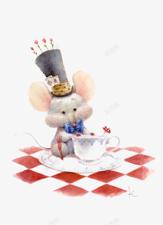 老鼠绅士png免抠素材_新图网 https://ixintu.com 下午茶 儿童插画 手绘老鼠 棋盘 童话 绅士