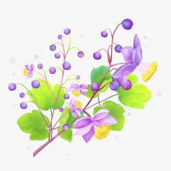 清新紫色鲜花插画素材