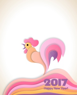 粉色大公鸡矢量折纸层叠鸡年2017背景高清图片