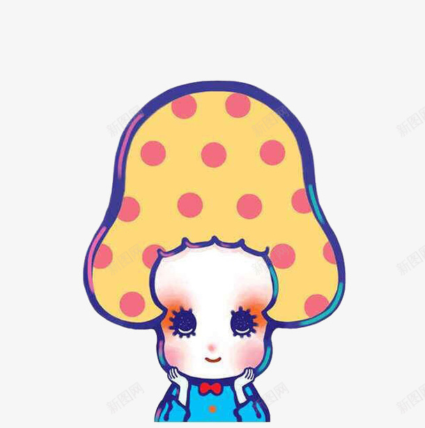 蘑菇头女孩png免抠素材_新图网 https://ixintu.com 女孩 彩色蘑菇头 橙色 蓝色 蘑菇 蘑菇头尴尬