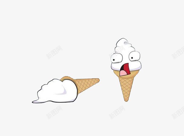 卡通冰淇淋png免抠素材_新图网 https://ixintu.com 冰淇淋 惊讶 手绘 甜筒