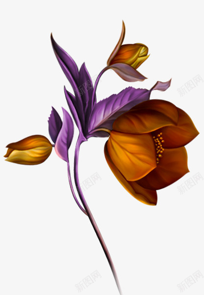 手绘金色花朵png免抠素材_新图网 https://ixintu.com 卡通花朵 手绘花朵 花朵免抠图片 金色花朵