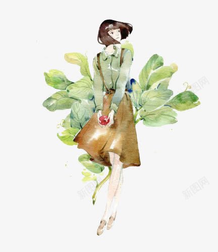 水彩植物人物艺术装饰图案png免抠素材_新图网 https://ixintu.com 人物 植物 水彩 艺术 装饰图案