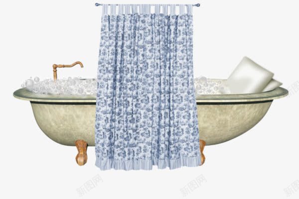 卡通浴缸png免抠素材_新图网 https://ixintu.com 卡通浴缸 浴室 浴缸 窗帘