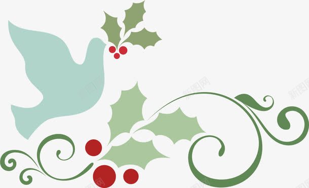 圣诞节冬青鸽子标签png免抠素材_新图网 https://ixintu.com Christmas Merry 冬青 和平 圣诞快乐 圣诞节 节日标志 鸽子