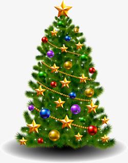 黄色吊球圣诞节绿色圣诞树高清图片