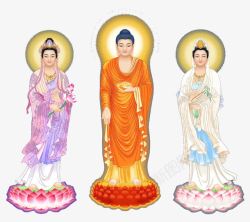 西方佛教三圣图素材