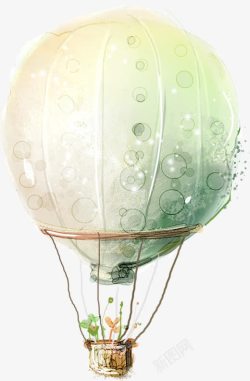 创意合成水彩唯美的热气球素材