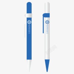 白色的圆珠笔蓝色白色质感扁平圆珠笔高清图片