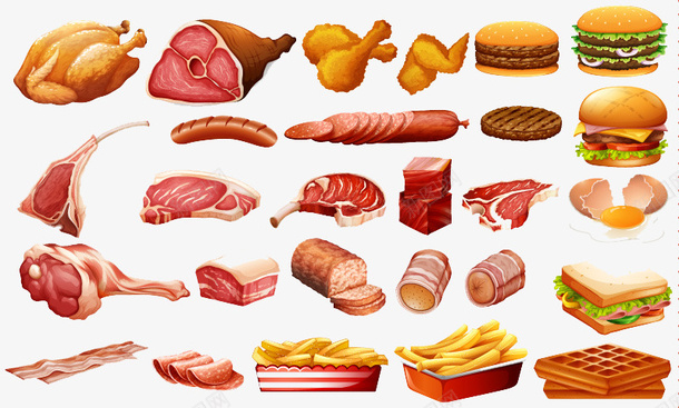 27款肉制品和快餐png免抠素材_新图网 https://ixintu.com 快餐 美食 肉 肉制品