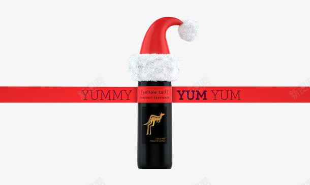 带圣诞帽的红酒png免抠素材_新图网 https://ixintu.com 圣诞帽 红色banner 红酒