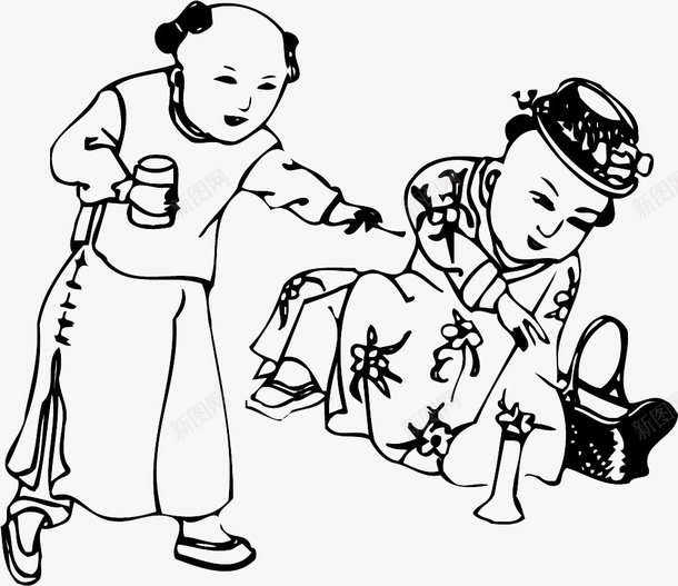 古代儿童玩耍图标png_新图网 https://ixintu.com 古代儿童 嬉闹 玩耍 菜篮