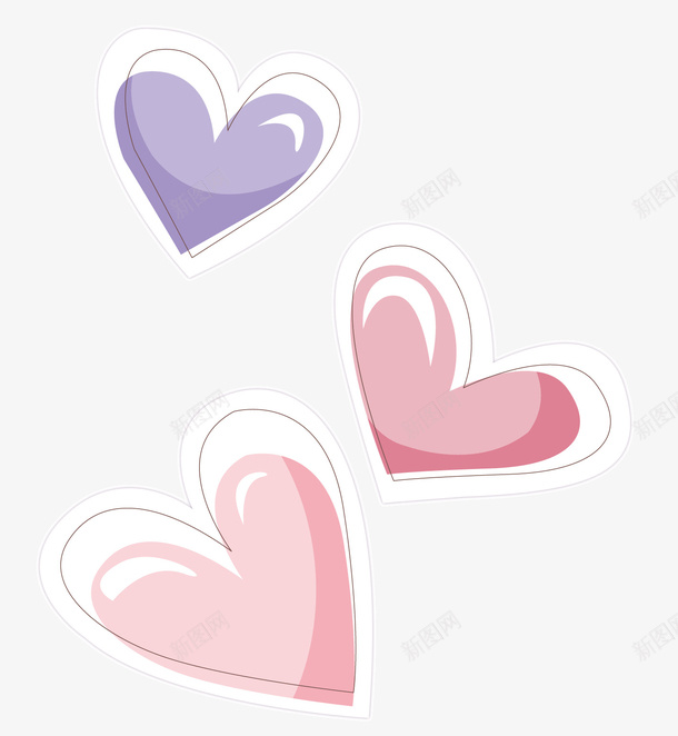 可爱的心矢量图ai免抠素材_新图网 https://ixintu.com 卡通心形 可爱的心 心形 爱心 粉色的心 紫色的心 矢量图