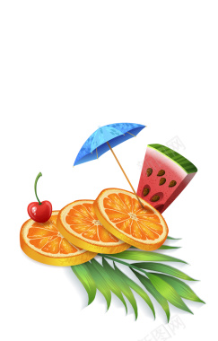 水果热带小伞海报背景矢量图背景