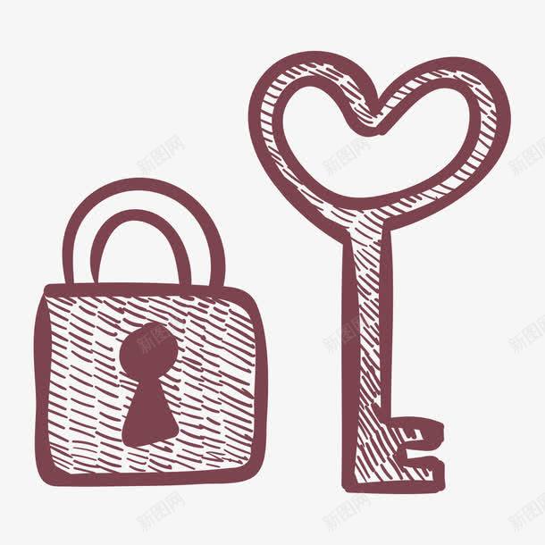 锁头和要钥匙png免抠素材_新图网 https://ixintu.com png图形 png装饰 手绘 装饰 钥匙 锁头