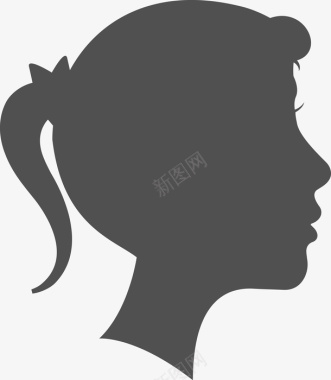 卡通女人头部剪影图图标图标