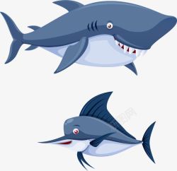 蓝色剑鱼鲨鱼矢量图高清图片