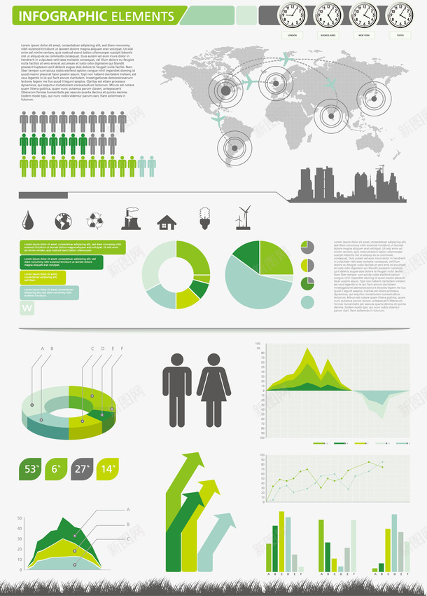 绿色环保类PPT数据图矢量图eps免抠素材_新图网 https://ixintu.com PPT数据图 环保类数据图 矢量数据图 矢量图