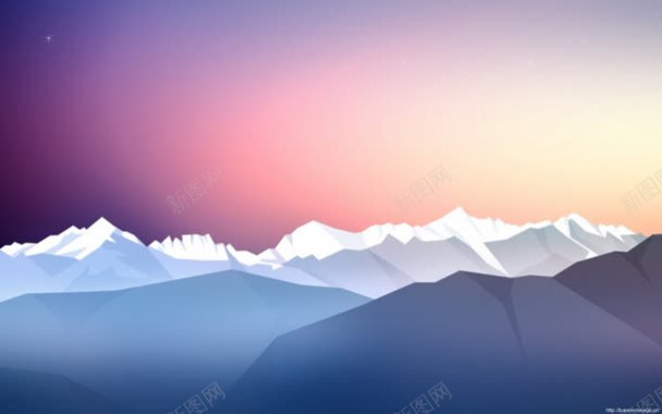 白色山峰紫色背景背景