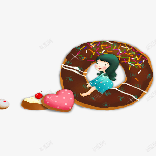 巧克力饼干psd免抠素材_新图网 https://ixintu.com 儿童节素材 卡通素材 卡通饼干 女孩 心形 饼干