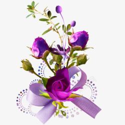 紫色花束彩带装饰图案素材