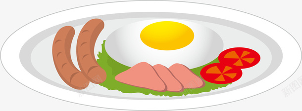 白色卡通早餐png免抠素材_新图网 https://ixintu.com 早点 白色早餐 美食 装饰图案 食物 香肠 鸡蛋