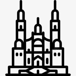 天主教大教堂圣地亚哥德孔波斯特拉大教堂图标高清图片