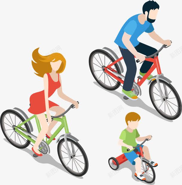 骑自行车的一家人png免抠素材_新图网 https://ixintu.com 兜风 家人 自行车 运动