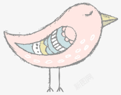 粉红色小鸟手绘图素材