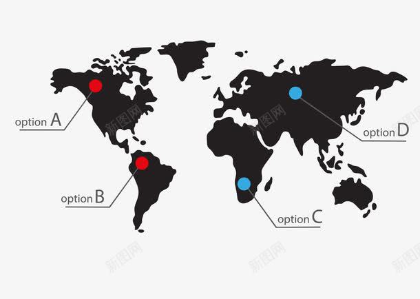 黑色世界地图png免抠素材_新图网 https://ixintu.com 世界地图 定位 黑色