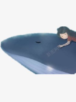 鲸鱼女孩趴在鲸鱼上的女孩高清图片