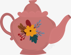 浪漫茶壶粉红色的茶壶矢量图高清图片
