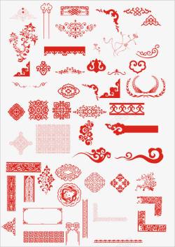 中国风红色花纹古典素材