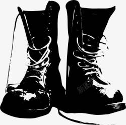 黑色马丁靴图片手绘黑色马丁靴高清图片