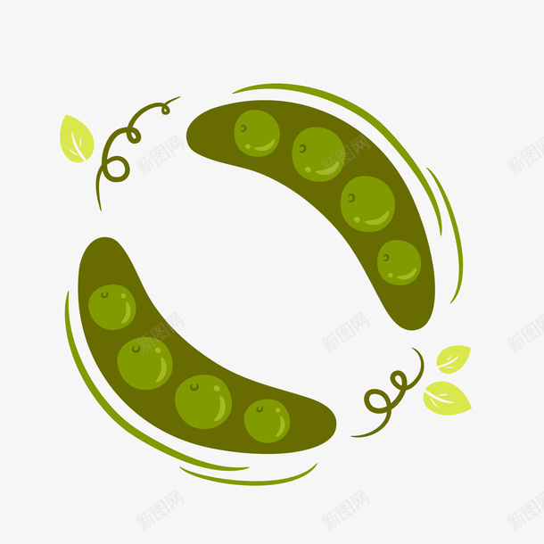 绿色豌豆食物标签png免抠素材_新图网 https://ixintu.com 卡通标签 绿色豆子 绿色豌豆 绿色食品