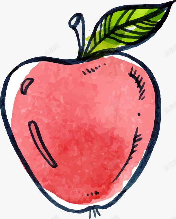 夏季水果手绘苹果png免抠素材_新图网 https://ixintu.com 一个苹果 夏季水果 手绘苹果 水彩 画画 绘画