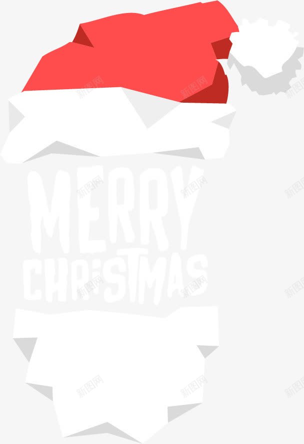 几何形状圣诞帽艺术字png免抠素材_新图网 https://ixintu.com 免抠png素材 免费png素材 圣诞节 白胡子 白色 红色 艺术字