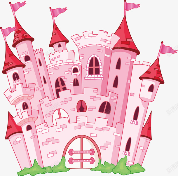 装饰图案粉色城堡矢量图ai免抠素材_新图网 https://ixintu.com 城堡 粉色 装饰图案 矢量图