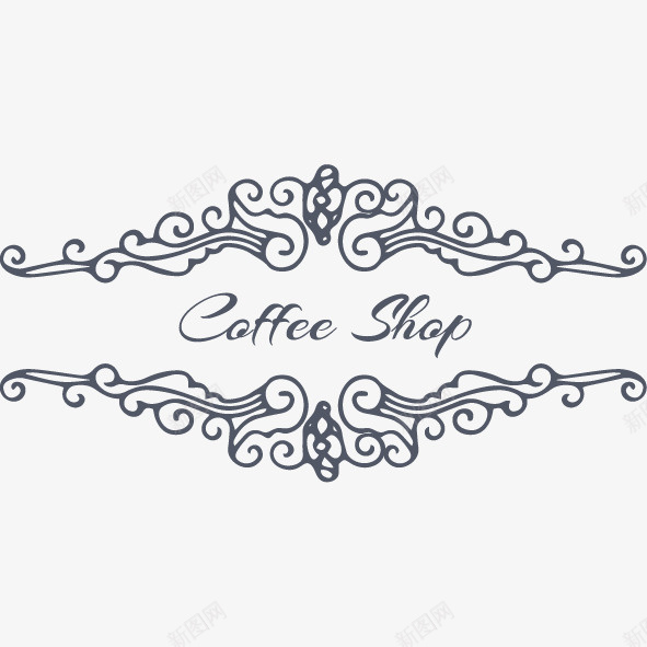 咖啡商店英文标签png免抠素材_新图网 https://ixintu.com 创意 咖啡商店 手绘图 艺术字 花纹 英文 边框