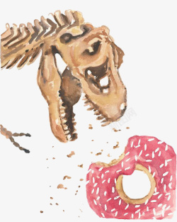 吃甜甜圈的恐龙化石素材
