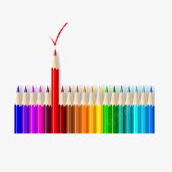 彩色铅笔对勾矢量图素材