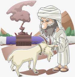 卡通的阿拉伯人阿拉伯人和羊高清图片
