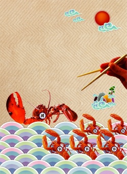创意耳塞广告海浪虾兵蟹将海报背景矢量图高清图片
