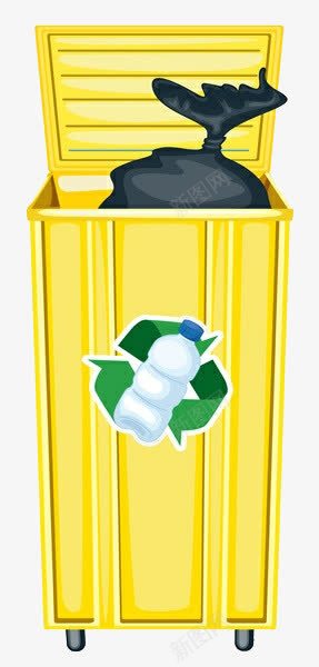 卡通黄色垃圾桶png免抠素材_新图网 https://ixintu.com 卡通垃圾袋 回收 垃圾 垃圾场 垃圾桶 垃圾袋 清洁 黄色