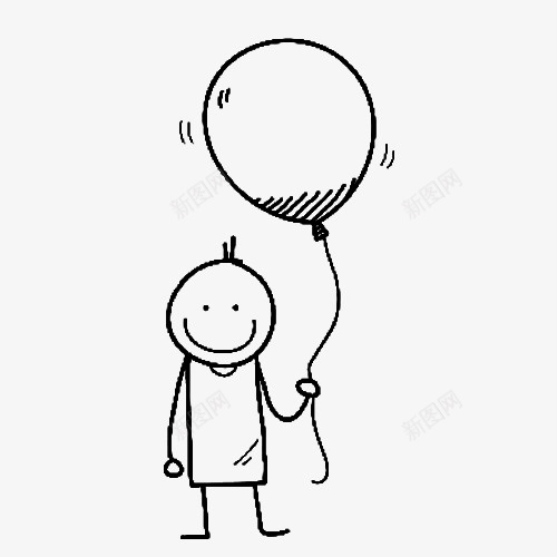 小孩气球简笔画图标png_新图网 https://ixintu.com 小孩气球简笔画 气球 气球简笔画 简笔画 黑色图案气球 黑色气球