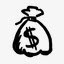美元手拉的手绘钱钱袋快乐的图标图标