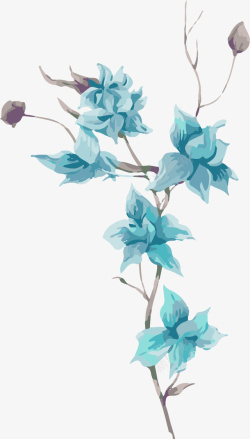 卡通手绘蓝色花朵素材